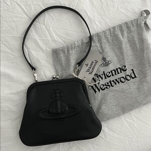 Vivienne Westwood Black Kisslock Leather Bag